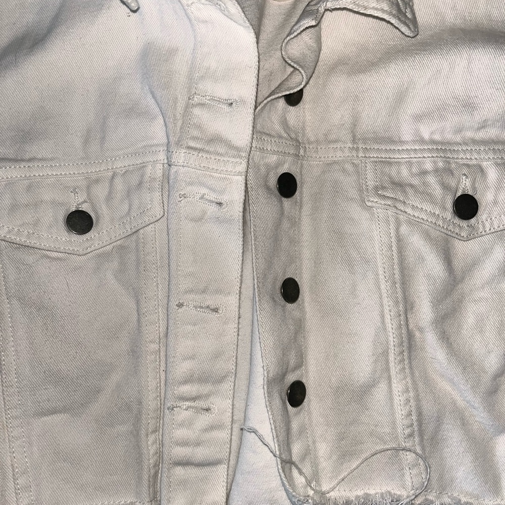 White Cropped Distressed Jacket - Picture 5 of 5